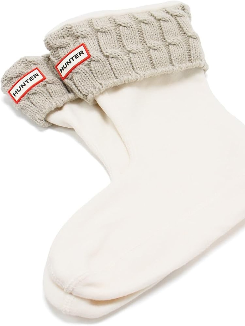 Hunter Womens Medium Light Grey Cable Knit Cuff Rain Boot Socks Liners